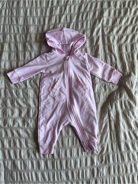 Nike Baby Pink Hooded Romper One Piece (3 Months)